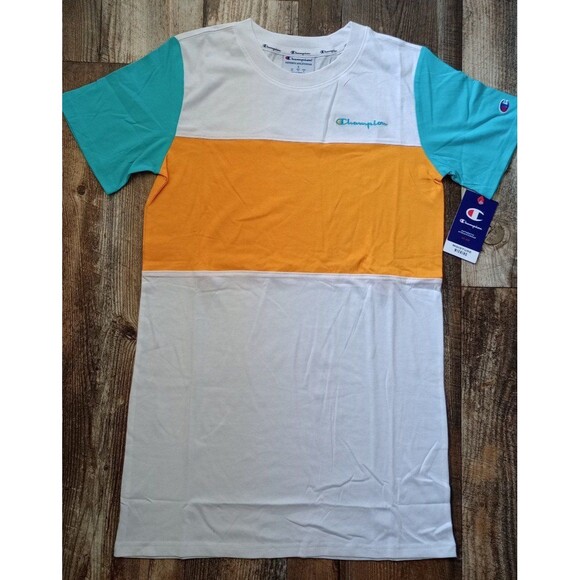 NWT Women's Champion Moisture Wicking Color Block T-Shirt Dress, Small - Picture 1 of 10